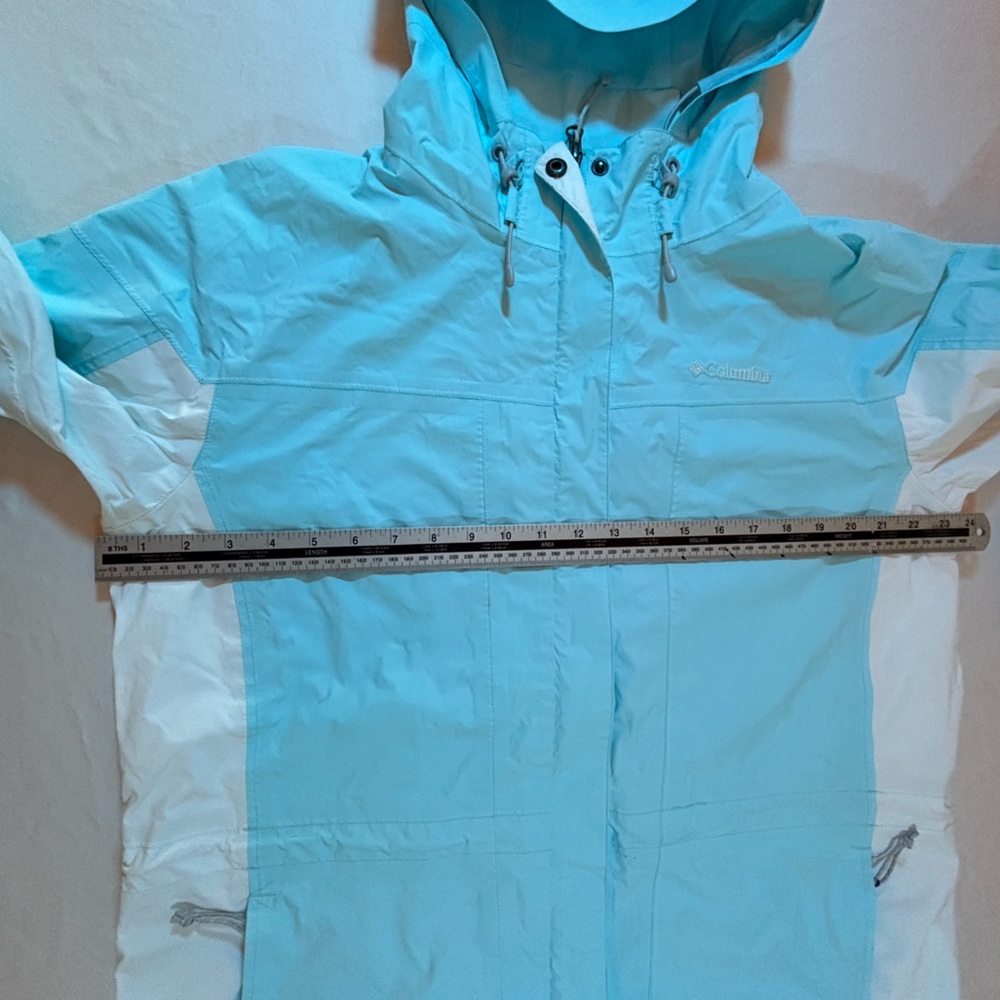 Columbia Women’s XL Aqua Blue White Fleece Lined Hooded Winter Jacket - Picture 8 of 16
